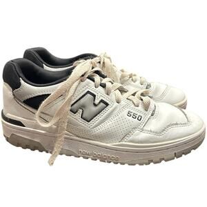 New Balance 550 White Black Sea Salt Retro Sport Leather Low Top Sneakers Size 8